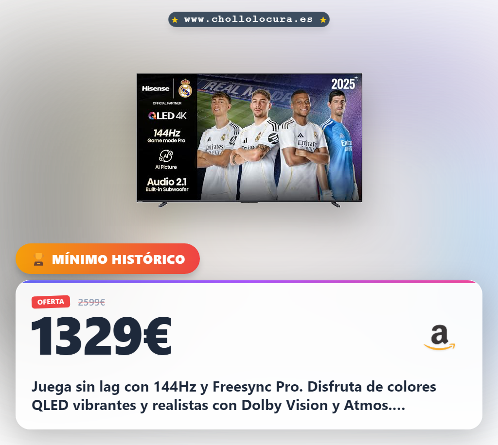 Consigue el televisor Hisense QLED 100 pulgadas con 144Hz y Dolby Vision para gaming inmersivo
