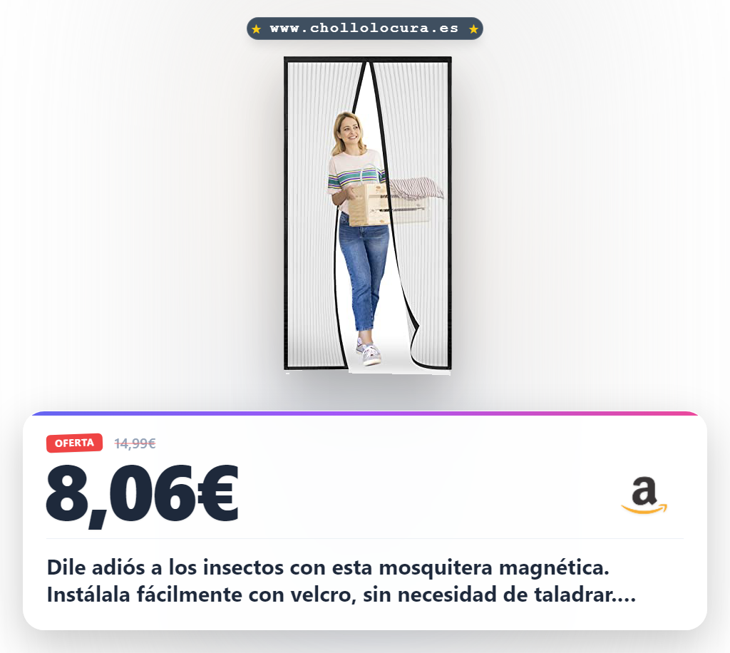Aprovecha mosquitera magnética para puertas 140x210 cm. Protección anti insectos, fácil de instalar y negra.