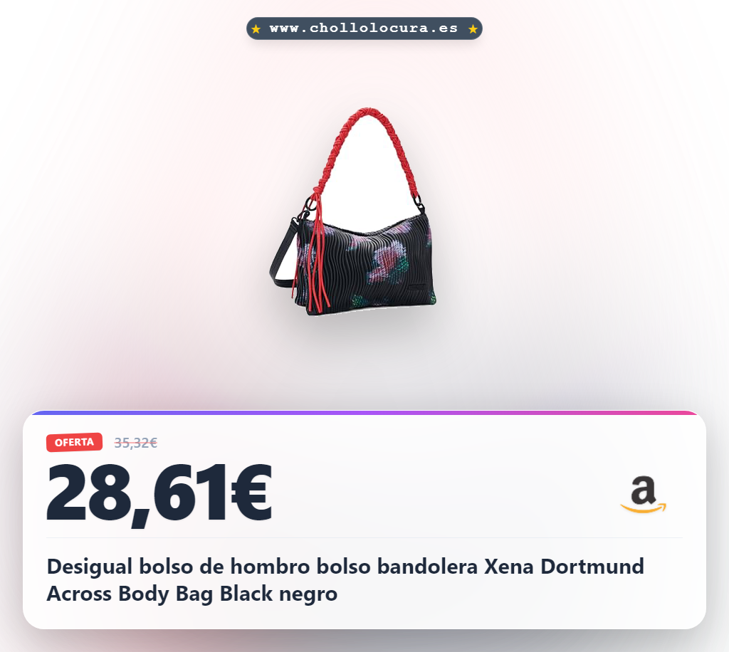 Desigual bolso de hombro bolso bandolera Xena Dortmund Across Body Bag Black negro