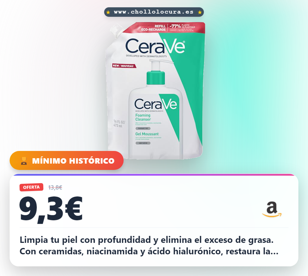 Aprovecha el Gel Limpiador Espumoso CeraVe con Ceramidas y Ácido Hialurónico para piel normal a grasa