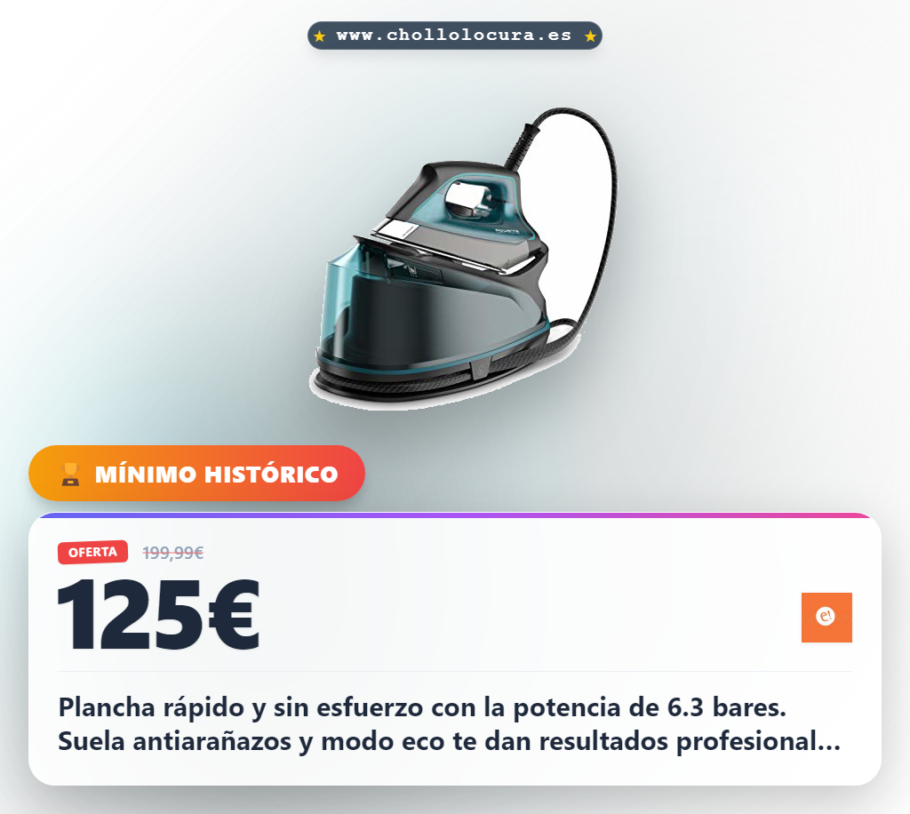 Ahorra y plancha rápido con el Centro de Planchado Rowenta Steam Pro 6.3 bares en oferta histórica