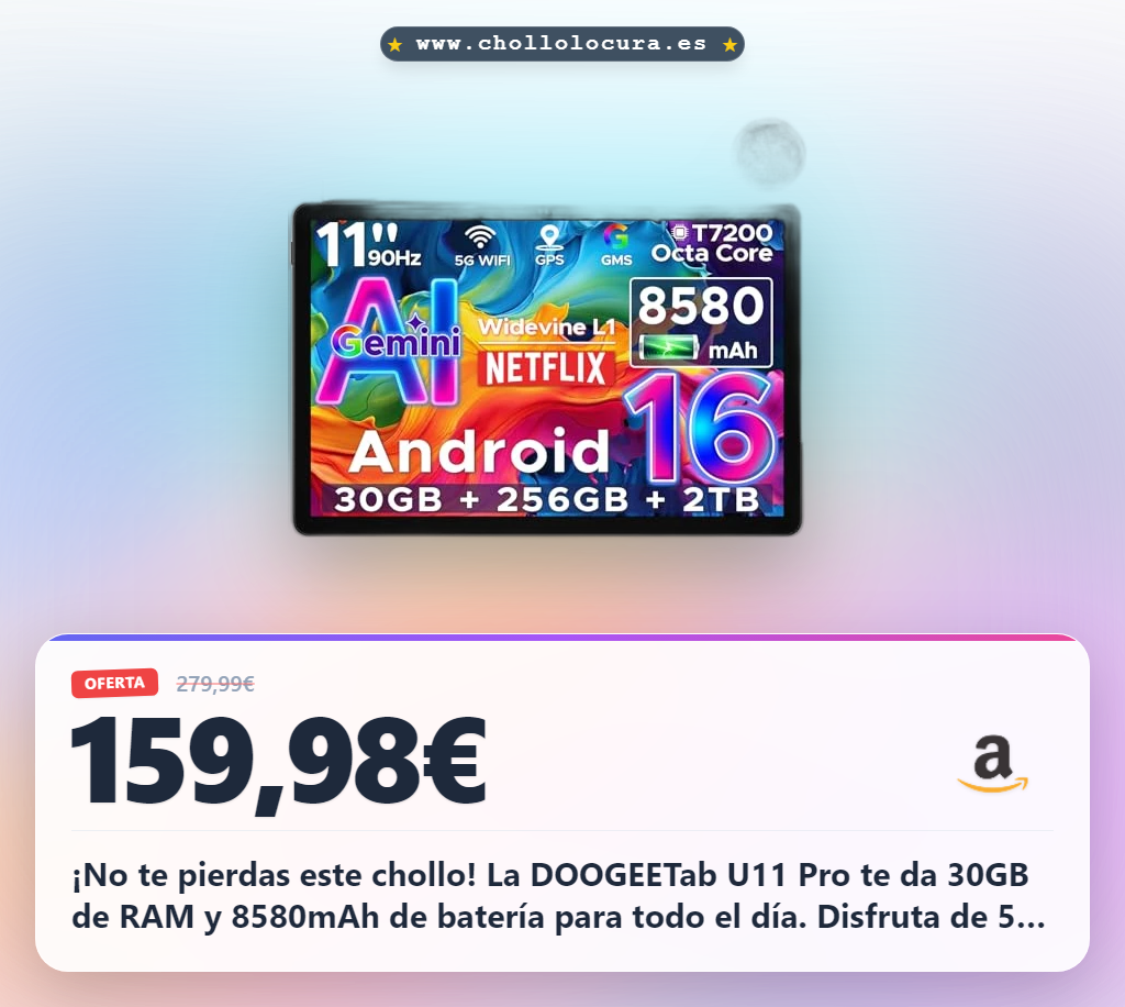 Compra la DOOGEETab U11 Pro: Tablet 11" con 30GB RAM, Android 16 y pantalla 90Hz al mejor precio