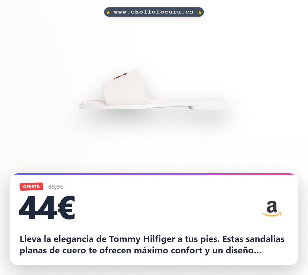 Consigue las sandalias planas de cuero Tommy Hilfiger con logotipo en color beige al mejor precio de oferta