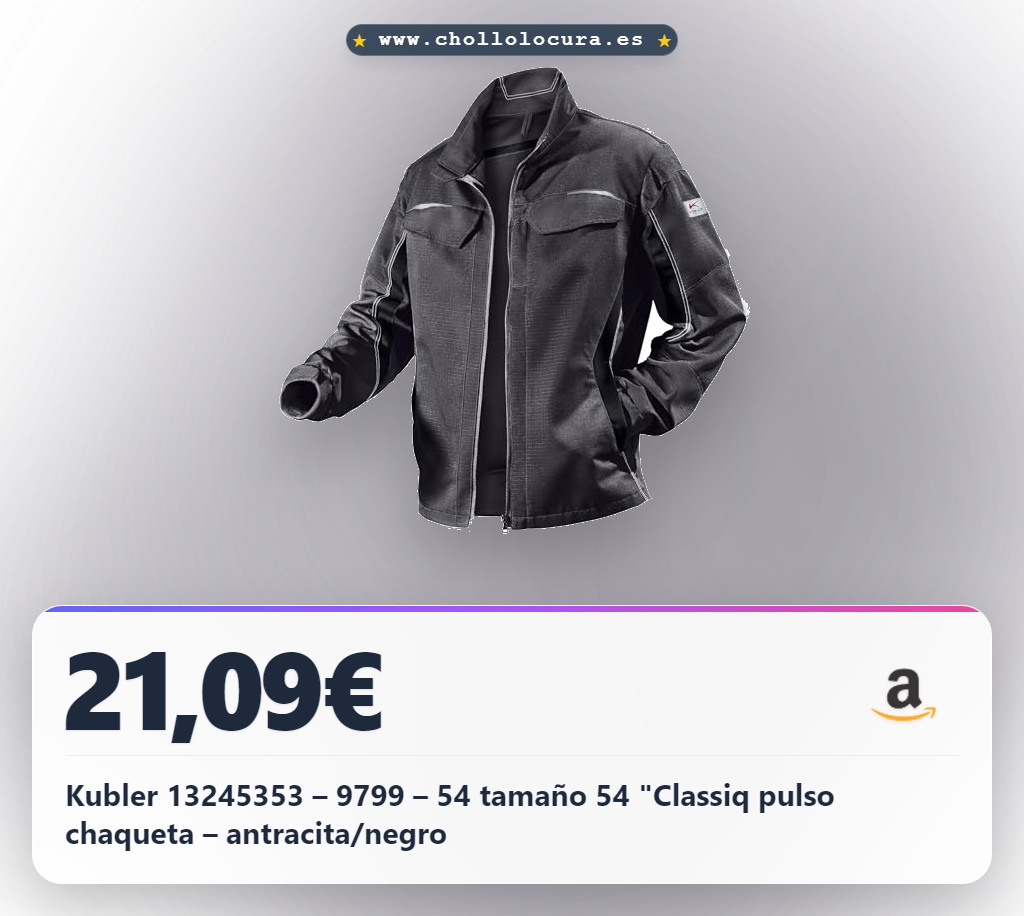 Kubler 13245353 – 9799 – 54 tamaño 54 "Classiq pulso chaqueta – antracita/negro