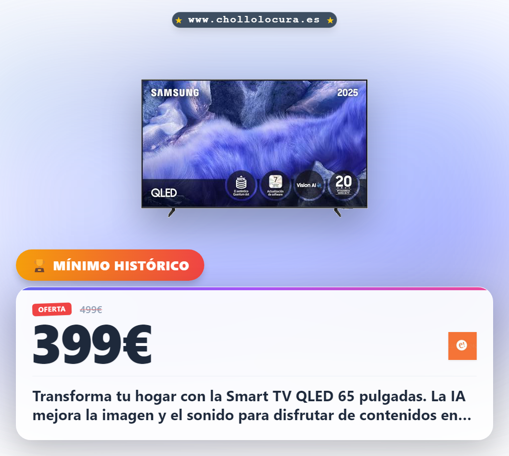 Aprovecha la Smart TV QLED 65 pulgadas 4K con IA y Quantum Dot disfruta de 120 canales gratis