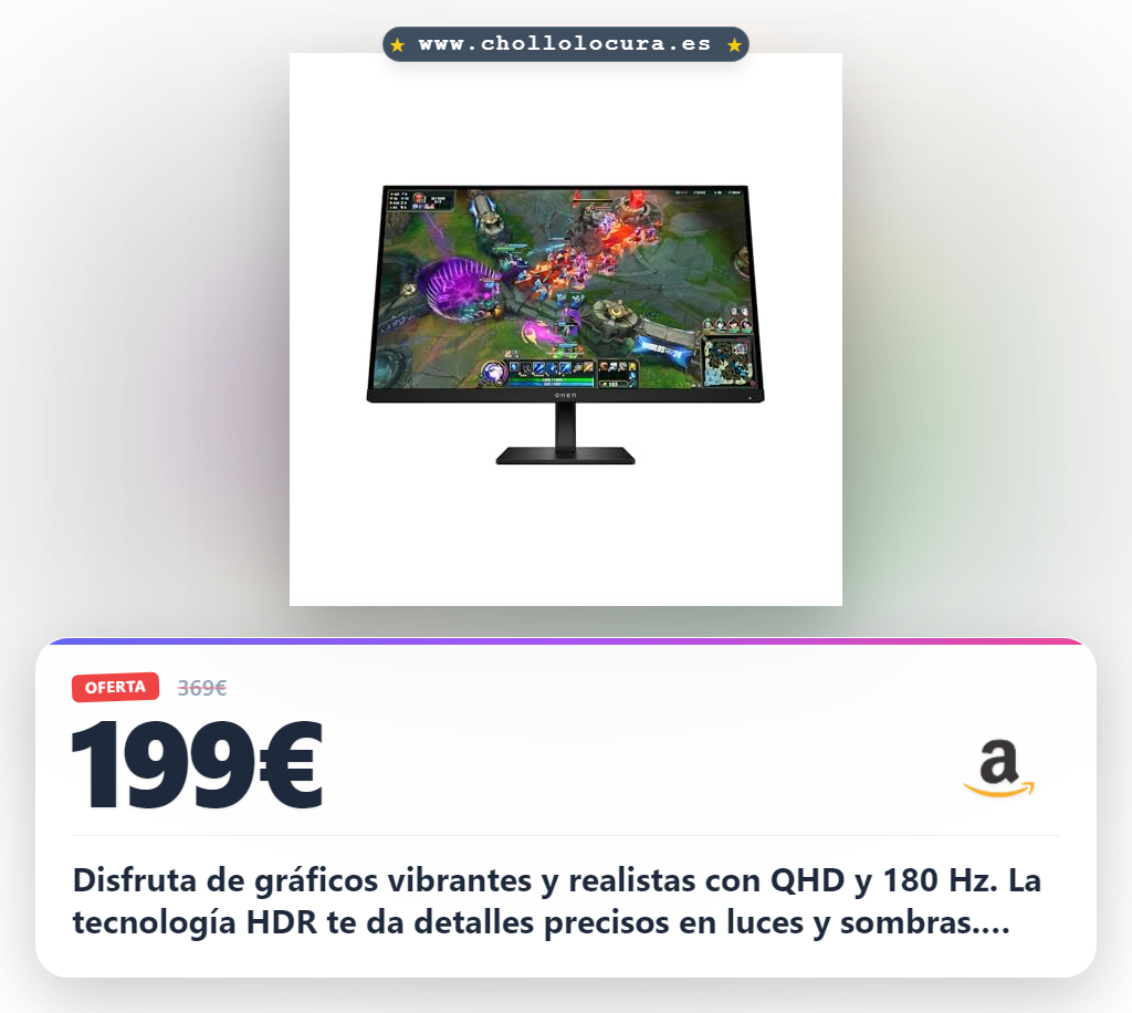 Disfruta del monitor HP OMEN 27q G2 QHD 180Hz con panel P3 y HDR para gaming de alta calidad