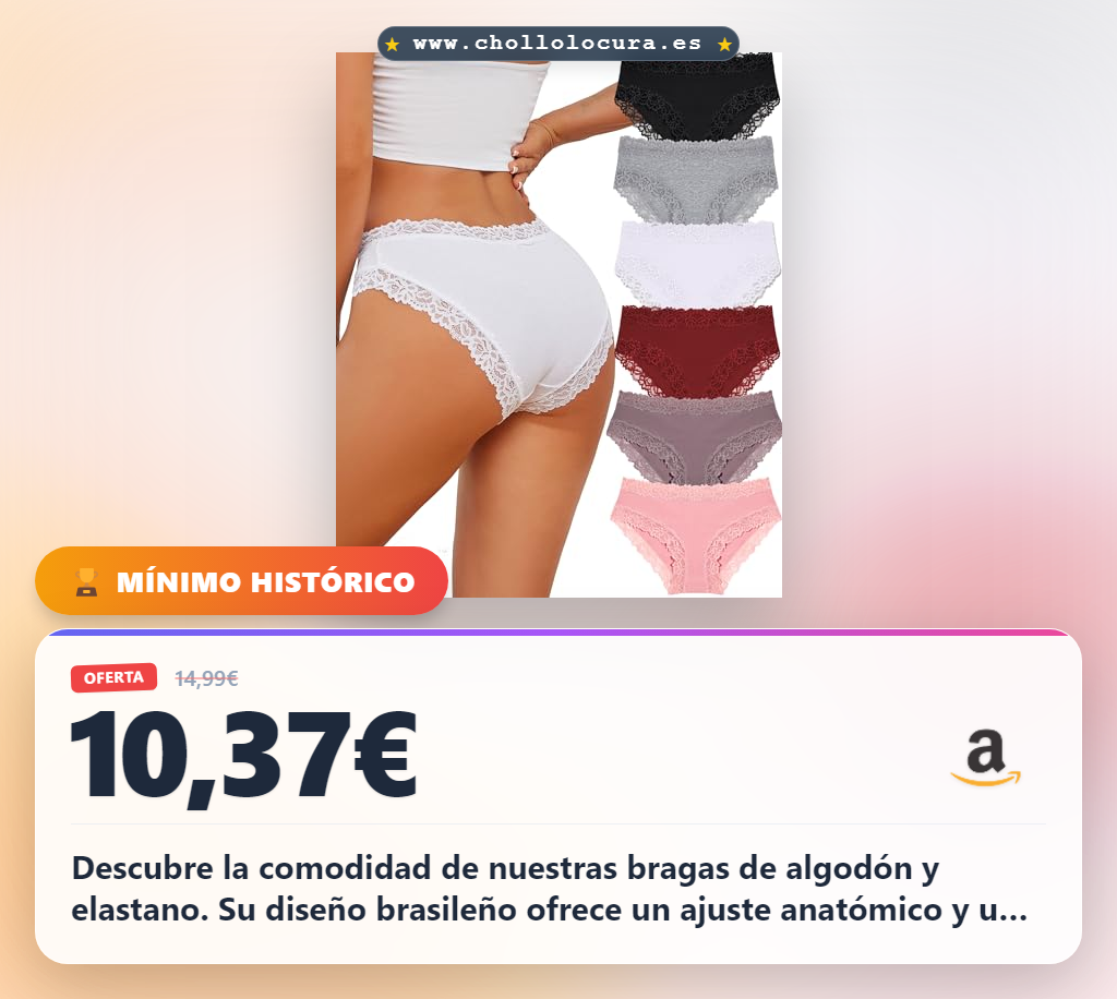 Consigue bragas de algodón 95% y elastano con diseño brasileño en oferta histórica