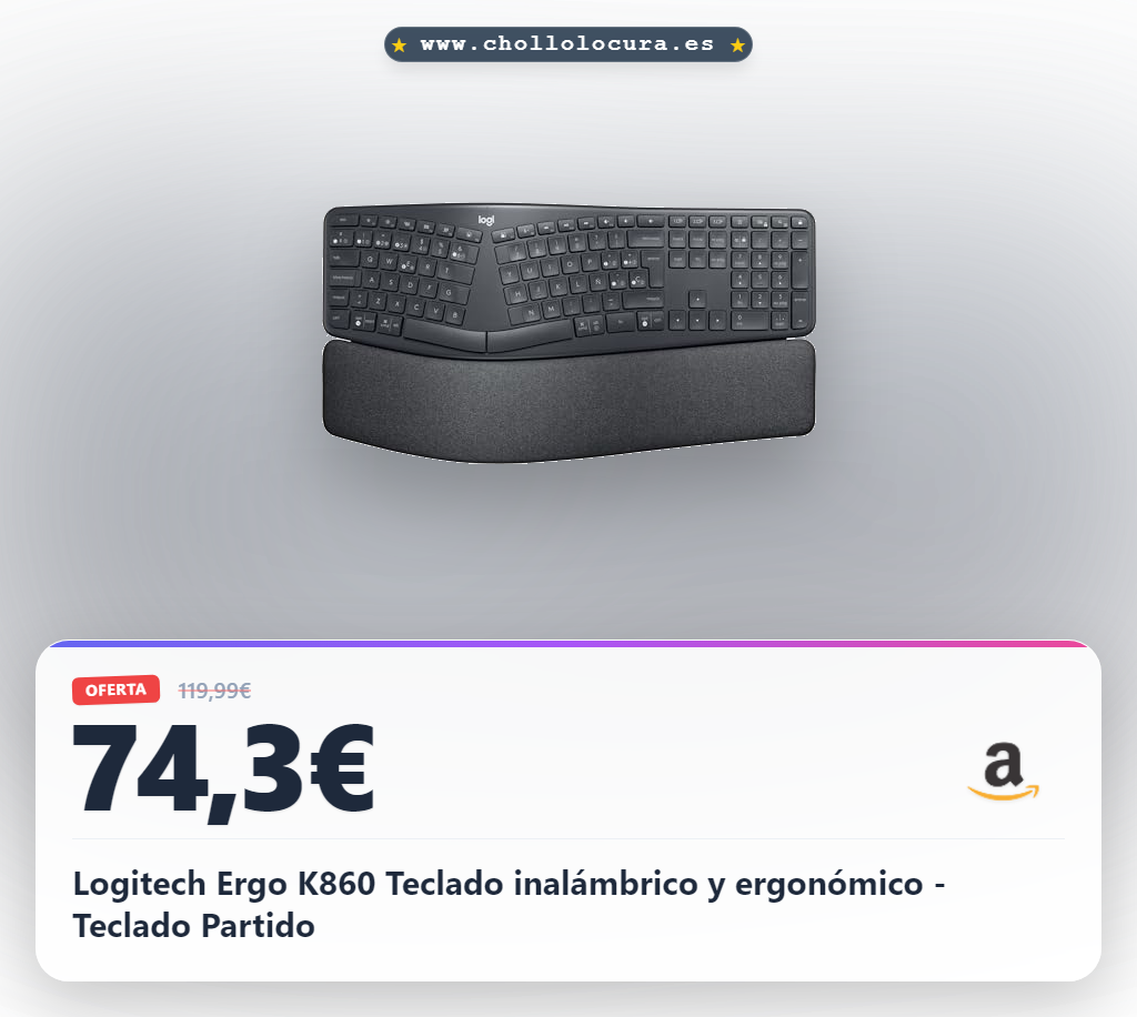 Logitech Ergo K860 Teclado inalámbrico y ergonómico - Teclado Partido