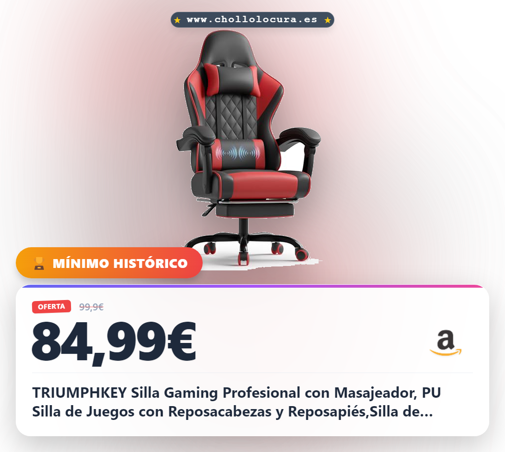 Adquiere la Silla Gaming Profesional TRIUMPHKEY con masaje lumbar y reposacabezas al mejor precio.