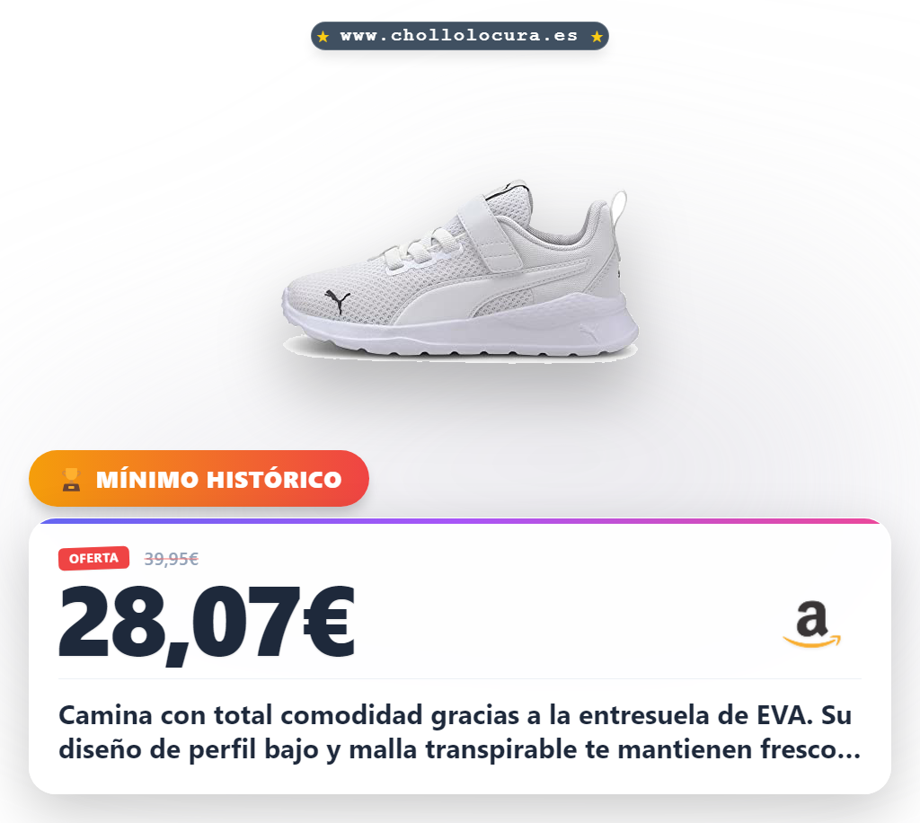 Adquiere las zapatillas PUMA Anzarun Lite AC PS para niños con perfil bajo y máximo agarre en oferta