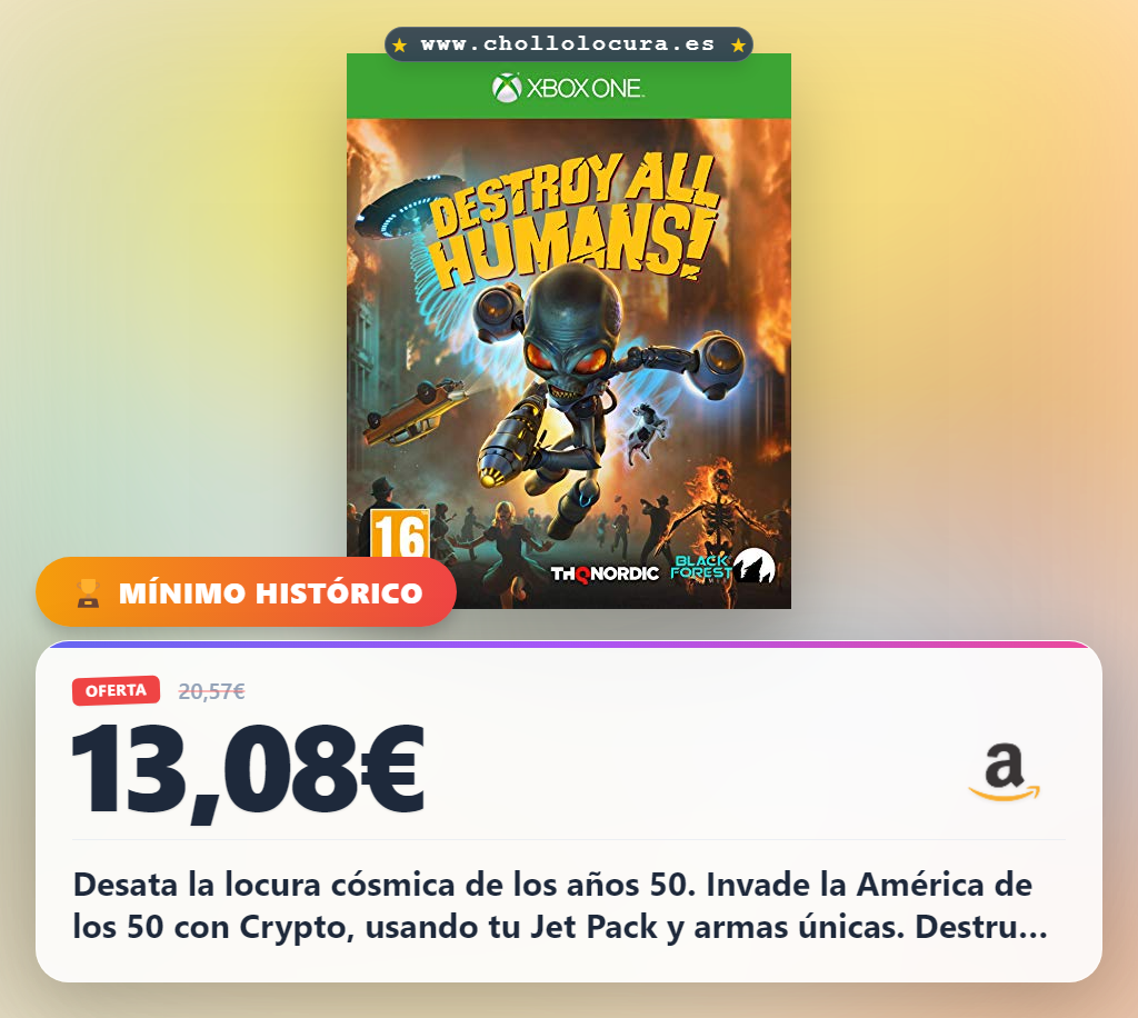 Llévate Destroy All Humans! para Xbox One y vive la locura de la invasión alienígena de los 50 al mejor precio