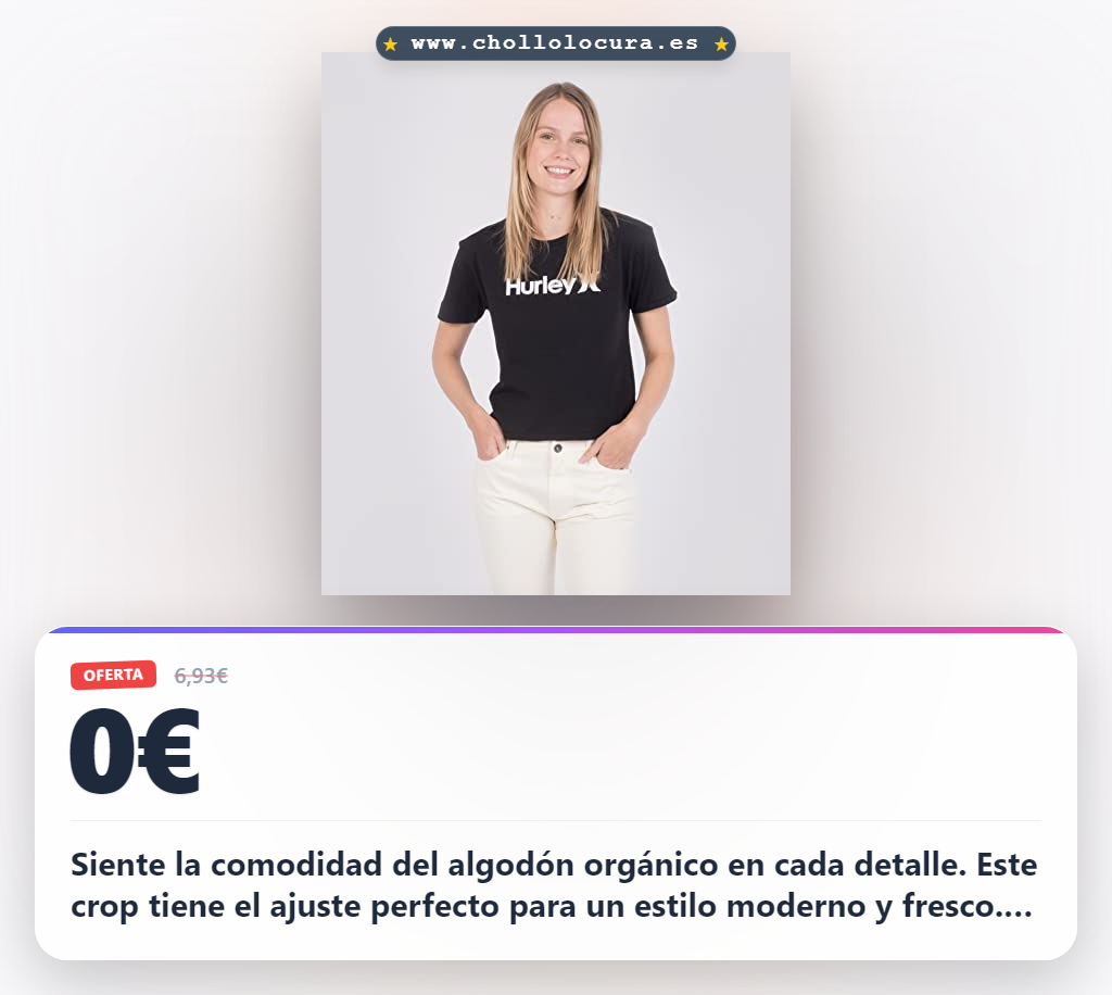Logra llevarte la camiseta Hurley W Oceancare negra de 100% algodón orgánico al mejor precio del año en oferta histórica
