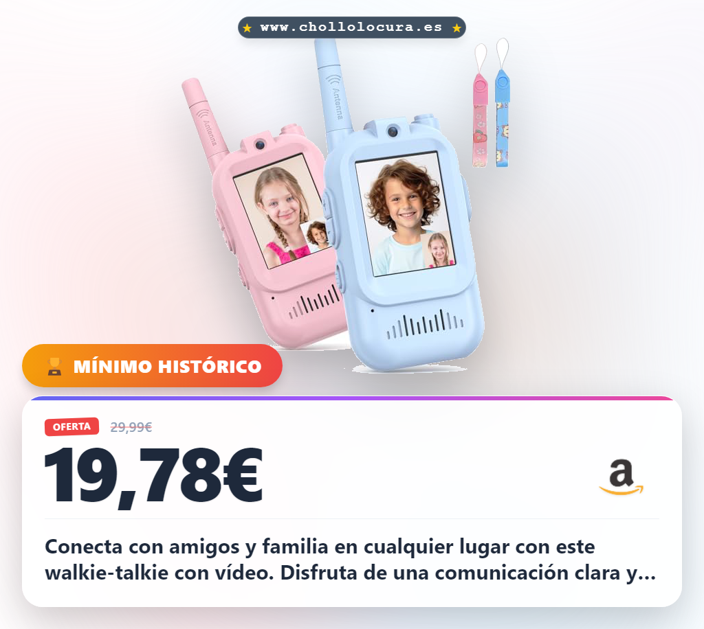 Encuentra el Walkie Talkie niños con videollamada y largo alcance. Juguete recargable a precio de chollo.
