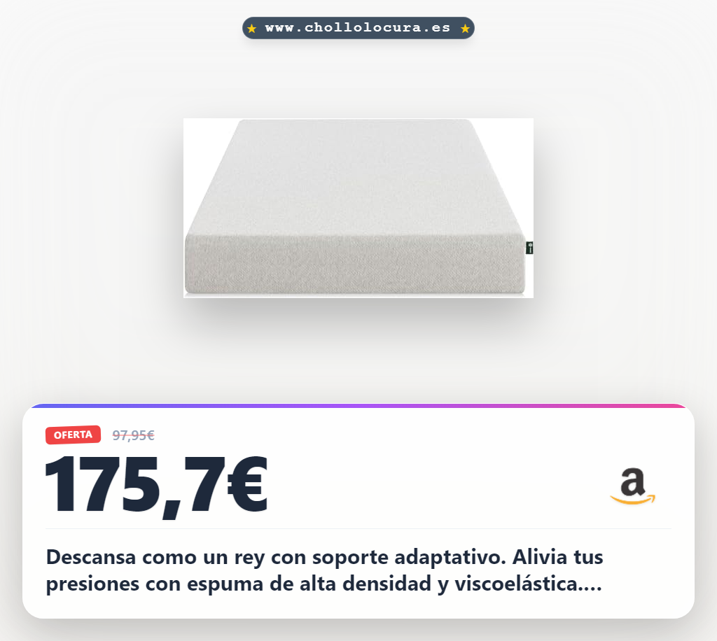 Aprovecha este colchón viscoelástico de 180x200 cm con té verde y carbón activado al mejor precio