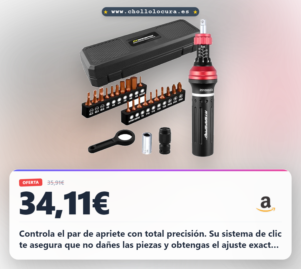 Consigue el destornillador dinamométrico ATsafepro 1-6 Nm con 25 piezas y alta precisión al mejor precio