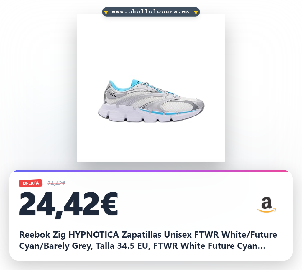 Reebok Zig HYPNOTICA Zapatillas Unisex FTWR White/Future Cyan/Barely Grey, Talla 34.5 EU, FTWR White Future Cyan Barely Grey, 34.5 EU