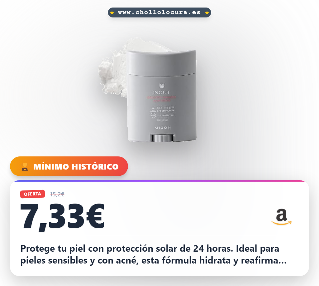 Aprovecha el stick solar Mizon Inout SPF 50 pa++++ para pieles sensibles y con acné con protección 24h al mejor precio