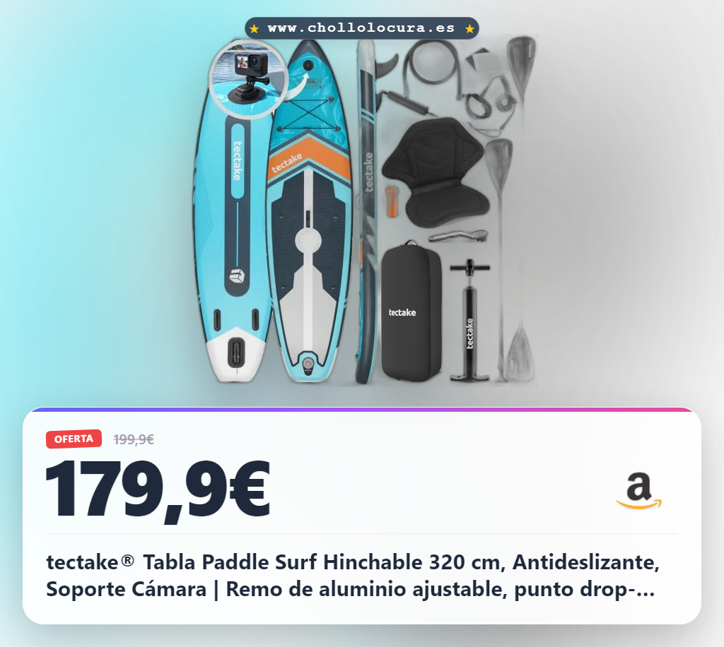 Logra llevarte la tabla SUP hinchable tectake de 320 cm convertible en kayak a precio de chollo