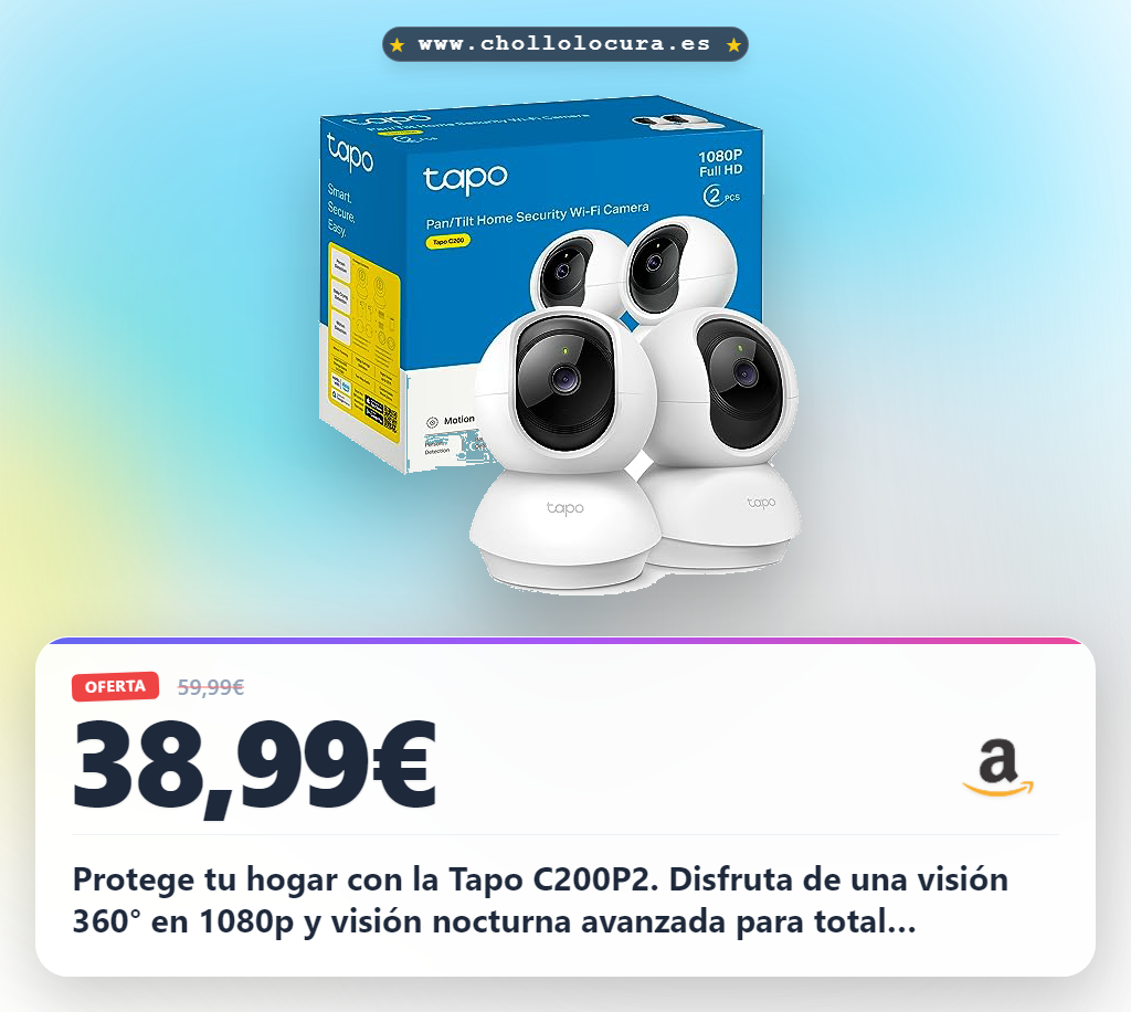 Consigue la cámara Tapo C200P2 360° FHD con visión nocturna y detección de movimiento al mejor precio