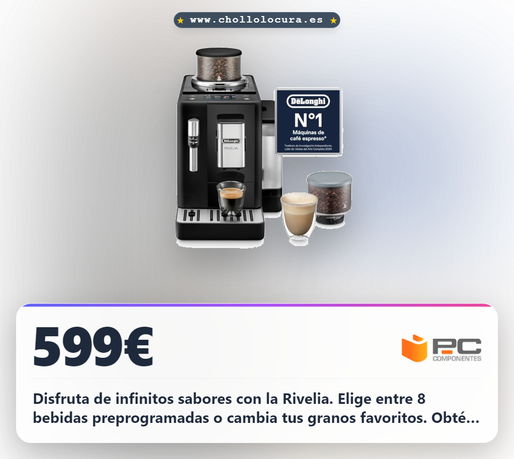 Aprovecha la cafetera superautomática De'Longhi Rivelia para disfrutar de 8 bebidas y lattes con espuma de leche al mejor precio