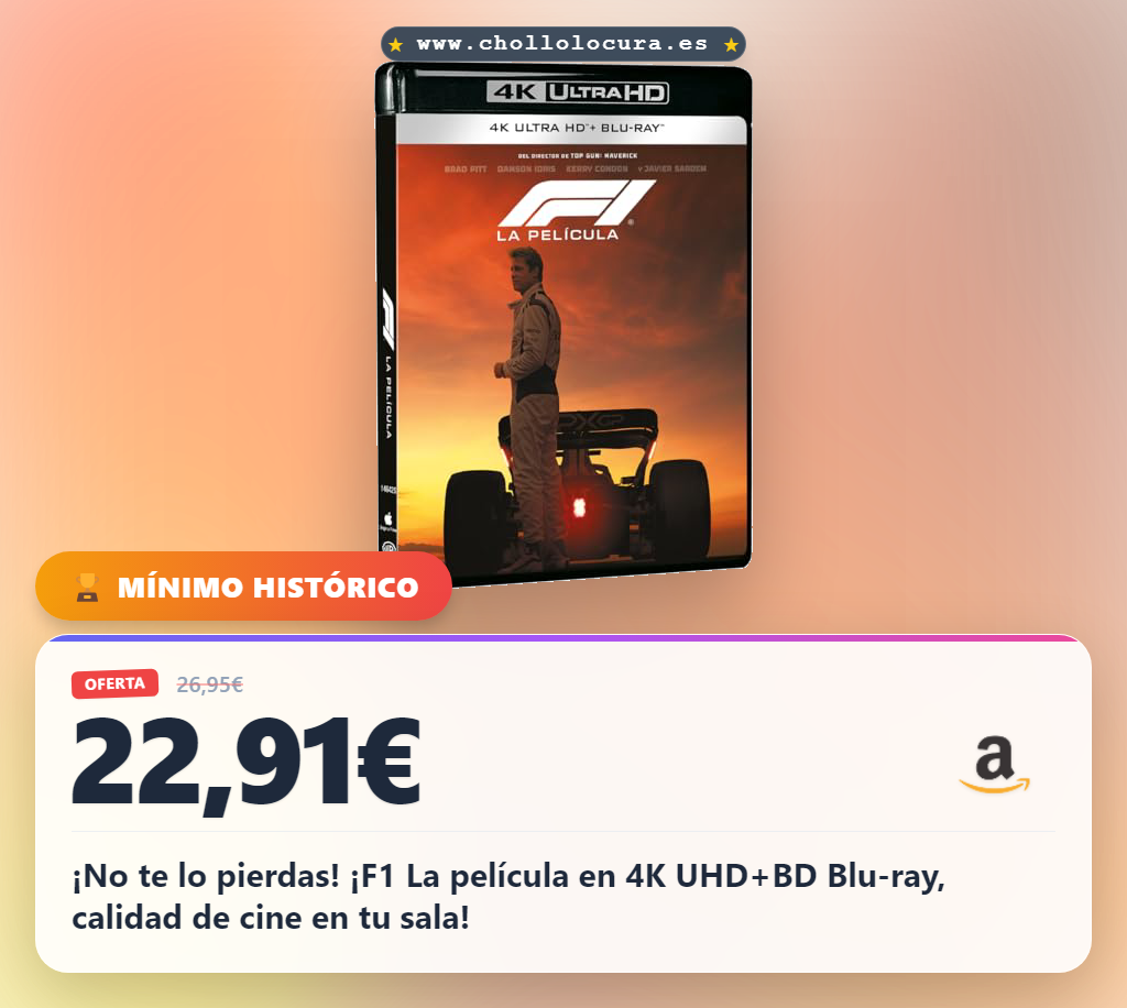 ¡Chollo de locura! F1 La película en 4K UHD+BD Blu-ray