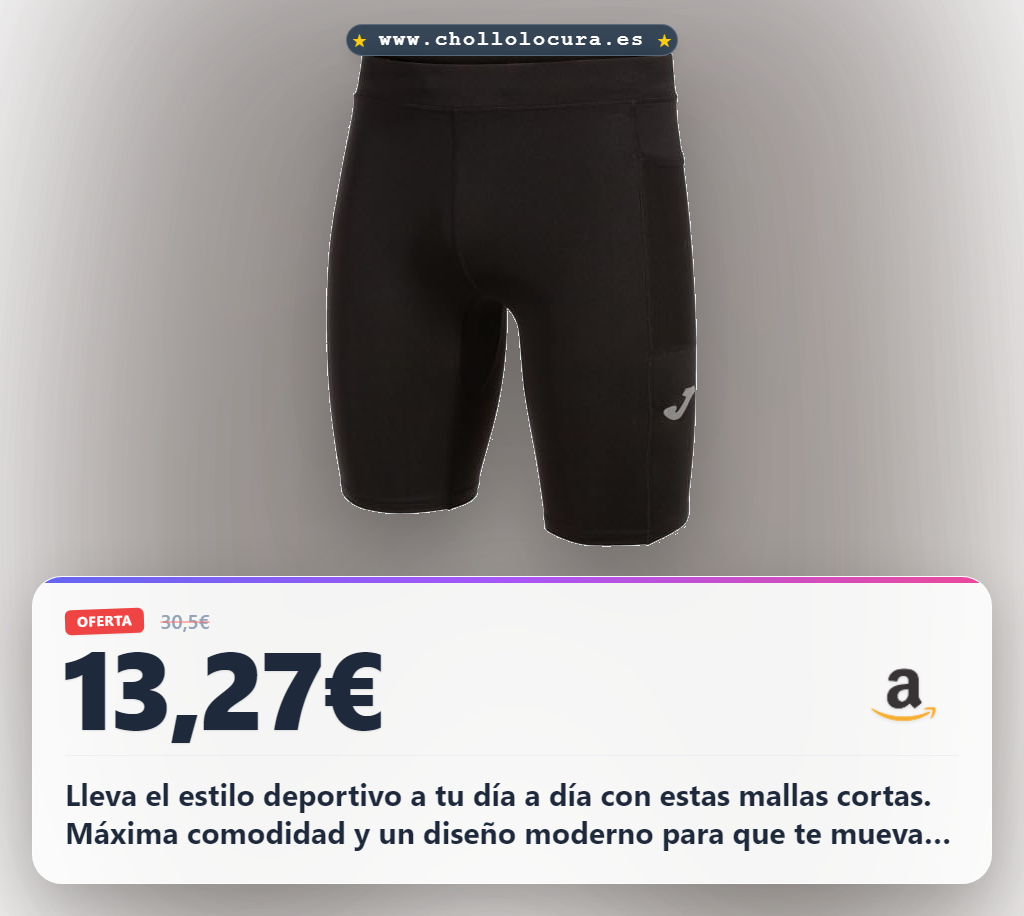 Consigue las mallas cortas Joma Elite en negro para un estilo deportivo diario al mejor precio