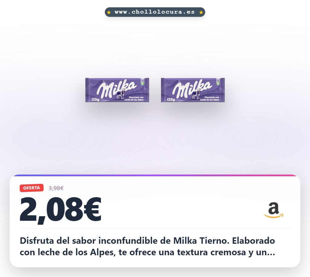 Descubre la Milka Tierno Tableta de Chocolate con Leche de los Alpes 2x125g al mejor precio en oferta