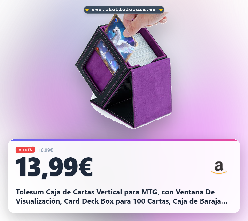 Tolesum Caja de Cartas Vertical para MTG, con Ventana De Visualización, Card Deck Box para 100 Cartas, Caja de Baraja Magnética para Commander/TGC/Tarjetas Comerciales - Púrpura