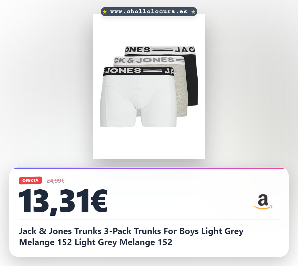 Jack & Jones Trunks 3-Pack Trunks For Boys Light Grey Melange 152 Light Grey Melange 152