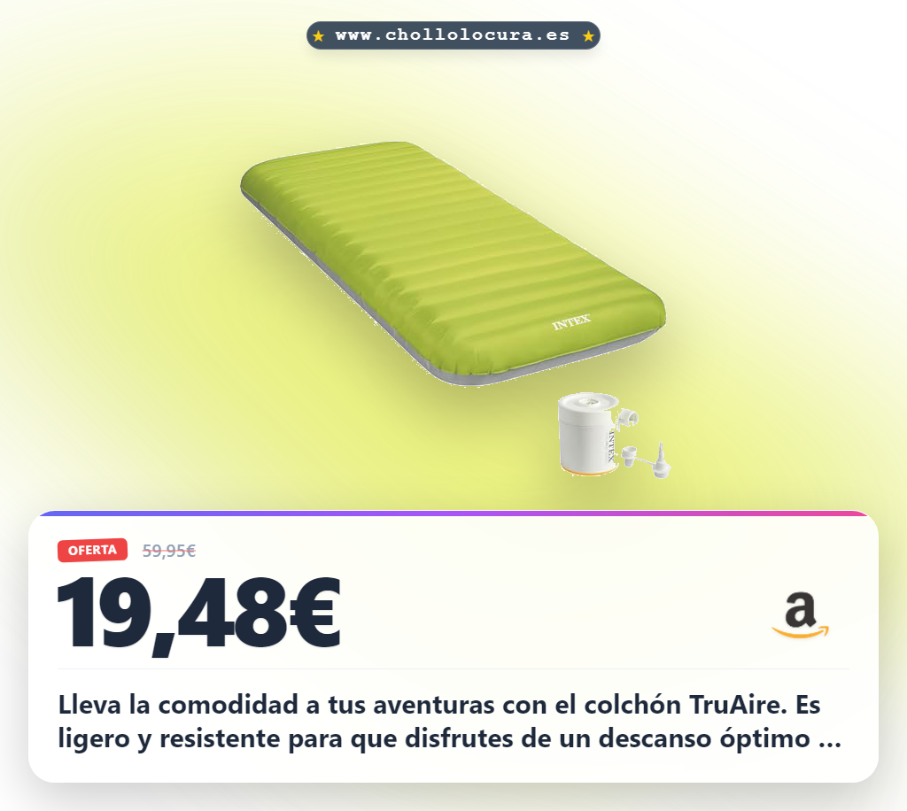 Consigue el colchón hinchable TruAire para camping ligero y cómodo al mejor precio