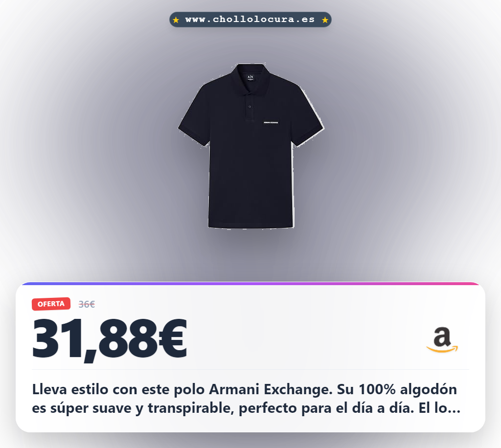 Lleva estilo con este polo Armani Exchange. Su 100% algodón es súper suave y transpirable, perfecto para el día a día. El logo bordado monocromo le da un toque elegante y discreto a tu look.