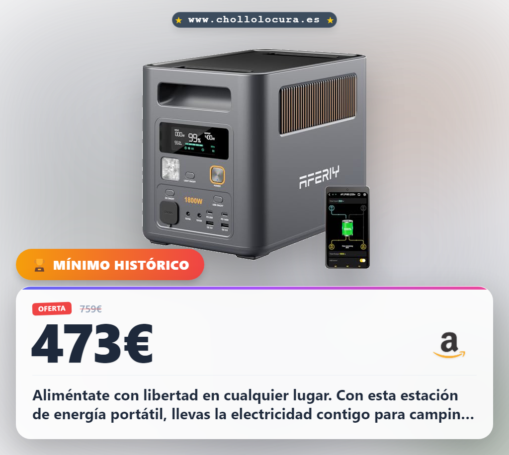 Aprovecha esta estación de energía portátil AFERIY hasta 5 kWh para camping y reserva en oferta histórica