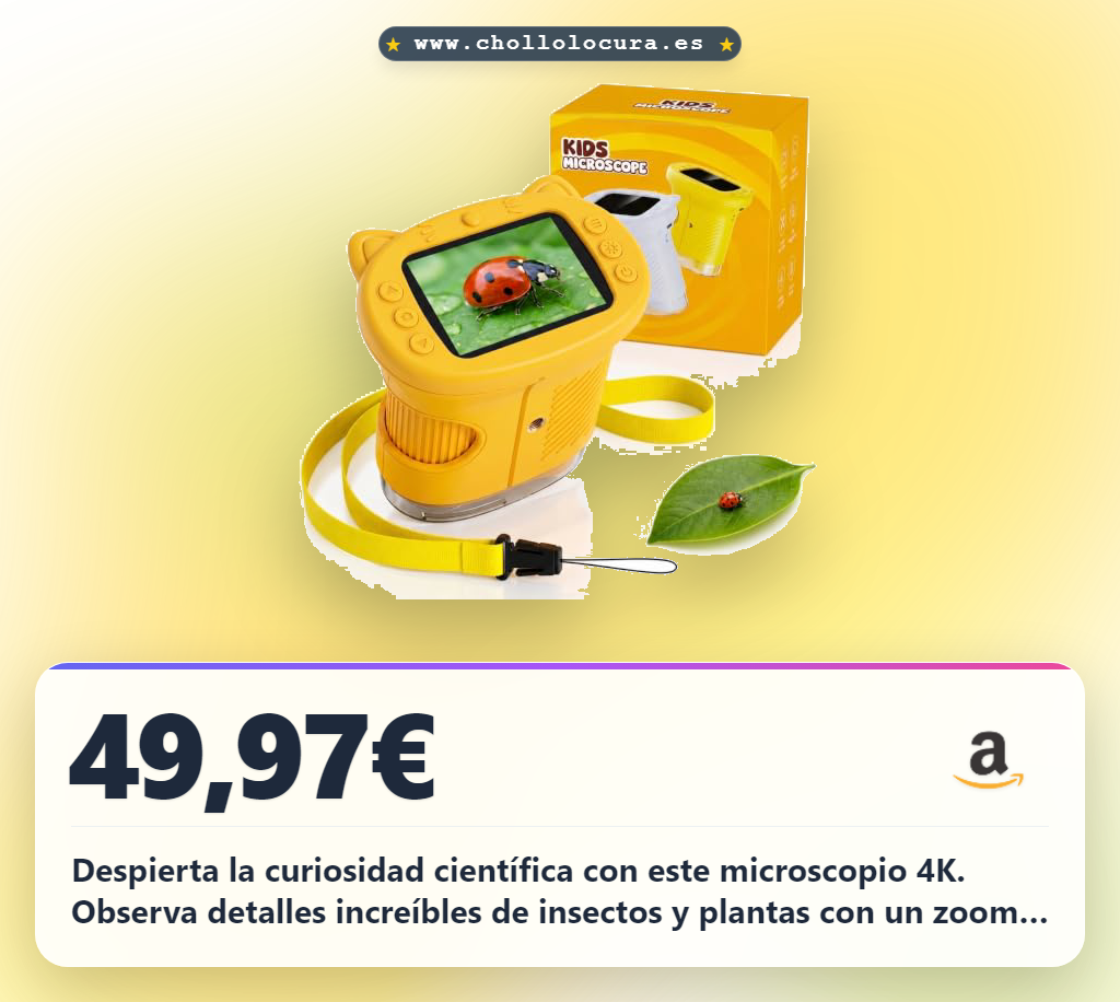 Aprovecha este microscopio digital 4K 1000X y lupa portátil STEM para niños de 3 a 12 años