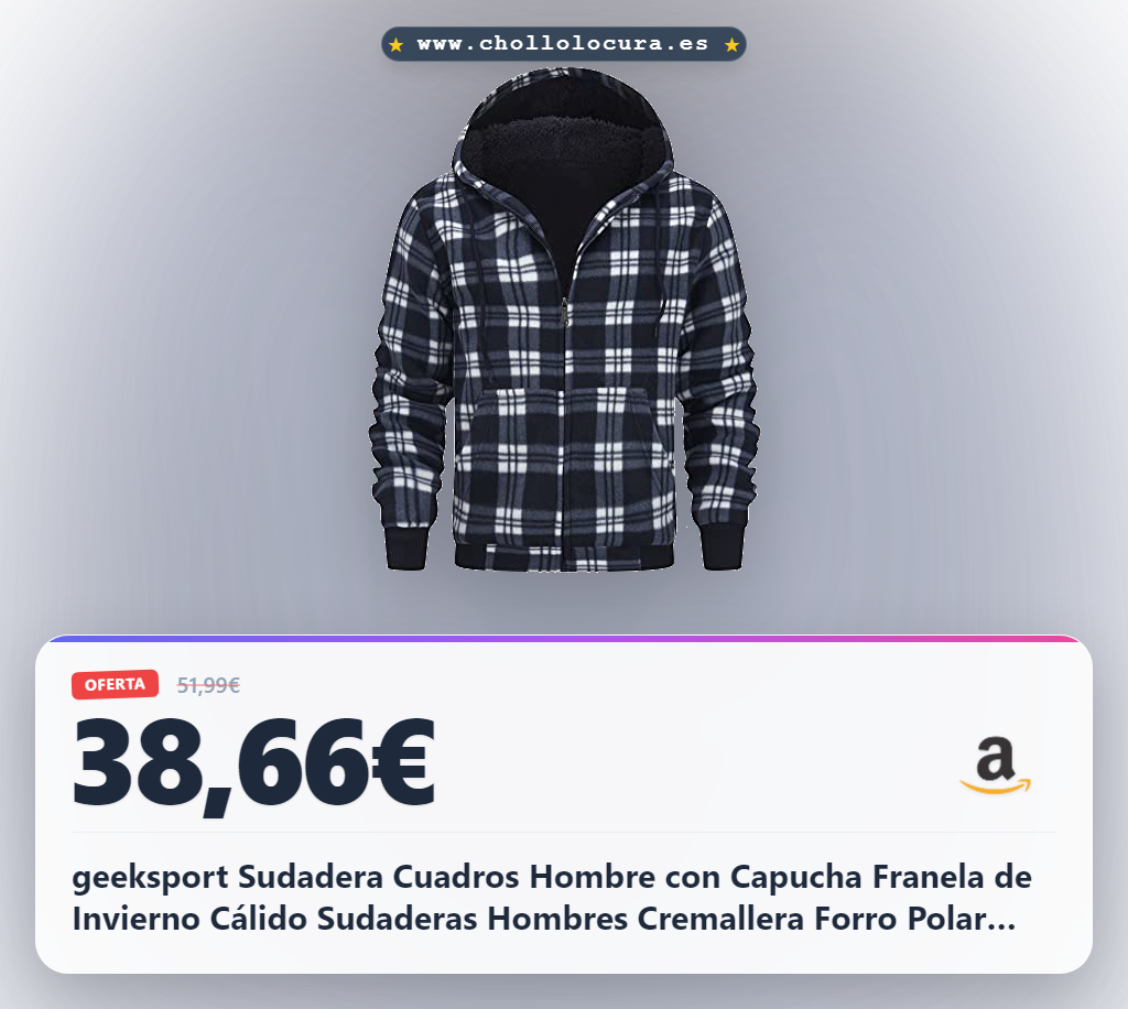 geeksport Sudadera Cuadros Hombre con Capucha Franela de Invierno Cálido Sudaderas Hombres Cremallera Forro Polar Hoodie 0569 Verde Tibetano L