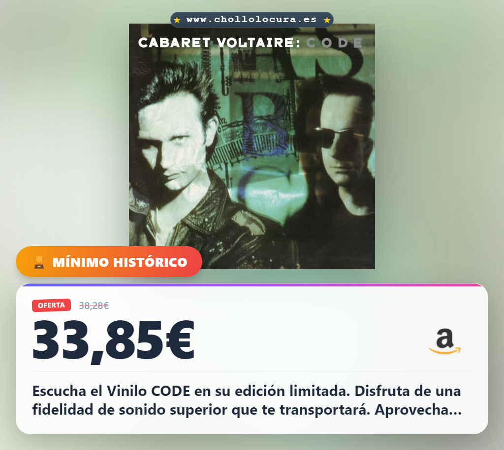 Escucha el Vinilo CODE en su edición limitada. Disfruta de una fidelidad de sonido superior que te transportará. Aprovecha esta oferta histórica antes de que se agote. ¡No dejes pasar este chollo!