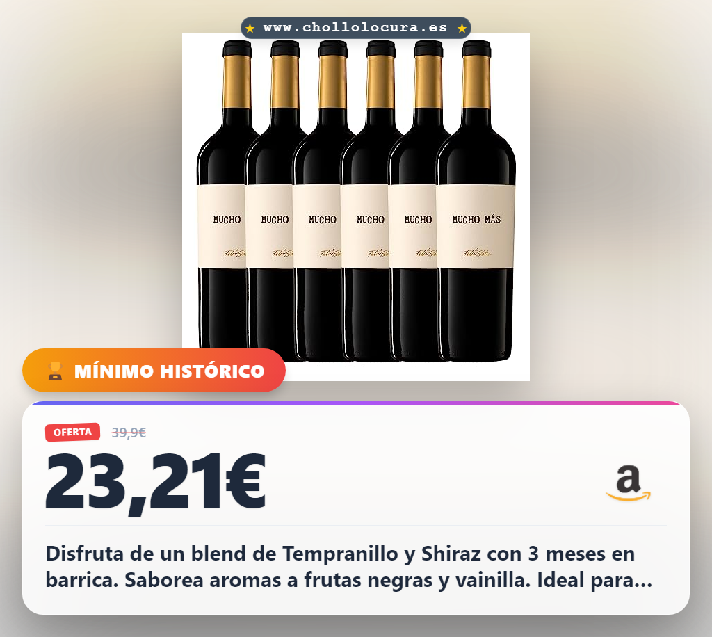 Aprovecha este vino tinto blend Tempranillo y Shiraz en barrica con Medalla de Oro en Mundus Vini