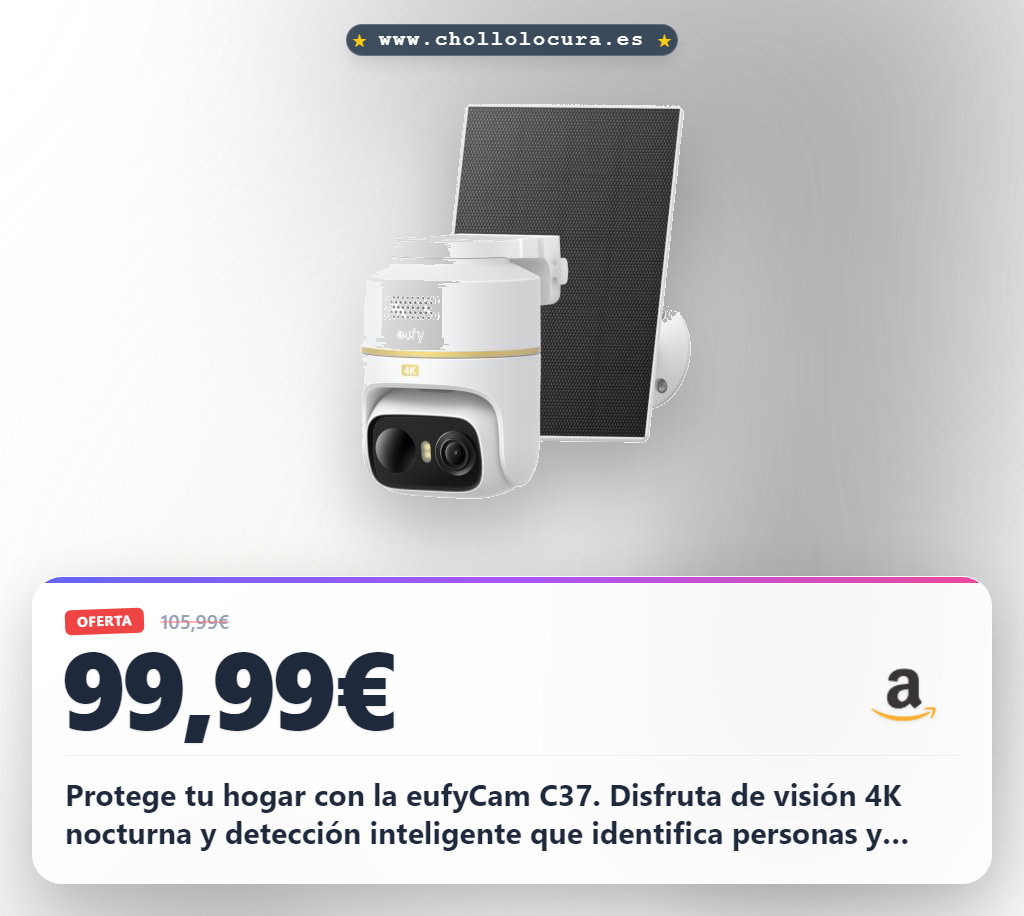 Llévate la cámara de vigilancia Anker eufyCam C37 4K solar con seguimiento IA y sin suscripciones al mejor precio del año.