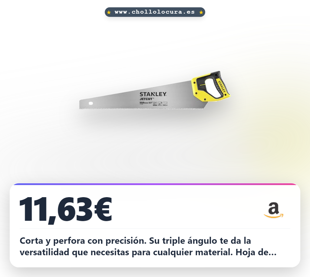 Aprovecha este serrucho Stanley de triple ángulo con hoja de acero para un corte de precisión y duradero al mejor precio