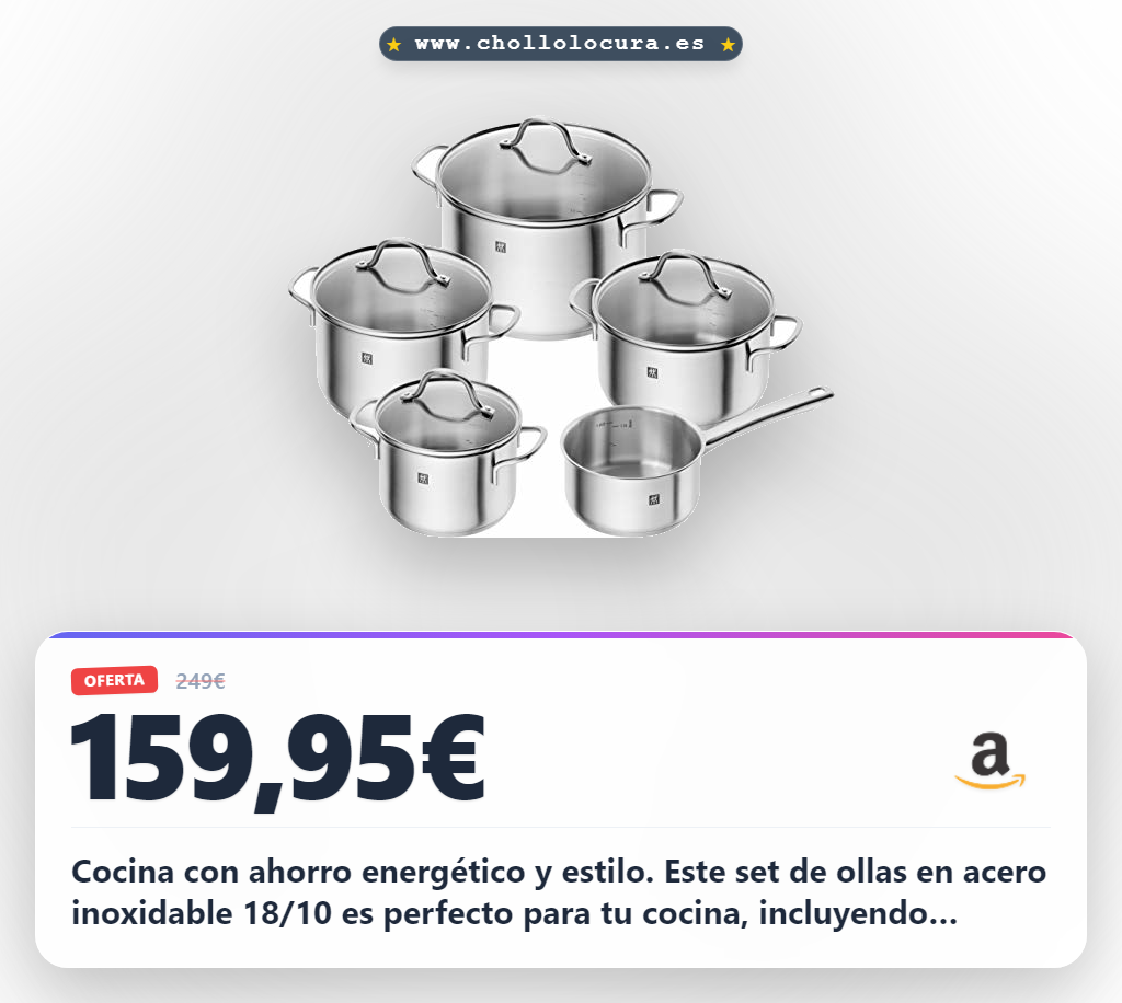 Aprovecha el set de ollas Flow ZWILLING en oferta histórica con acero inoxidable 18/10