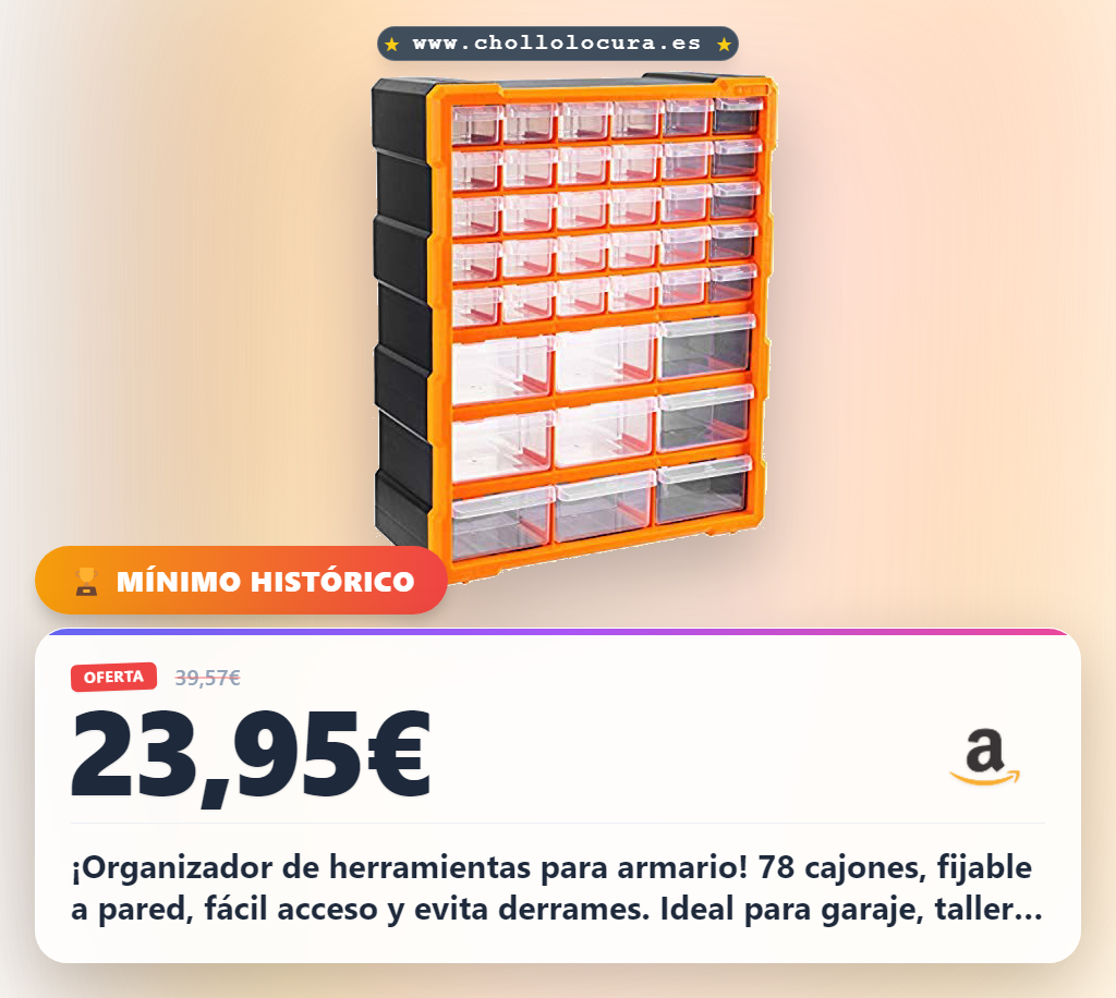 Amazon Basics - Organizador de herramientas y suministros de manualidades para armario, fijable a la pared, 78 cajones, ‎Negro, 15.2D x 36.8W x 45.7H cm