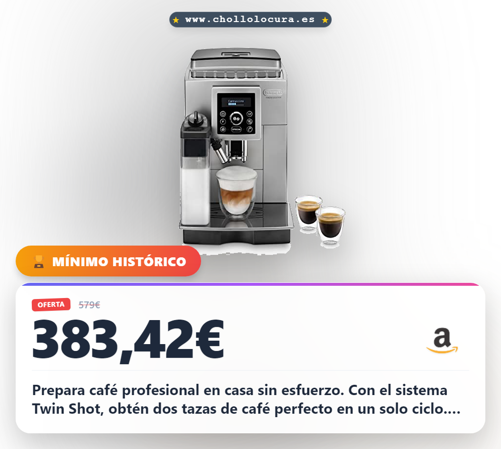 Llévate la cafetera De'Longhi Perfetto con sistema Twin Shot y cappuccino automático en oferta histórica al mejor precio para tu casa.
