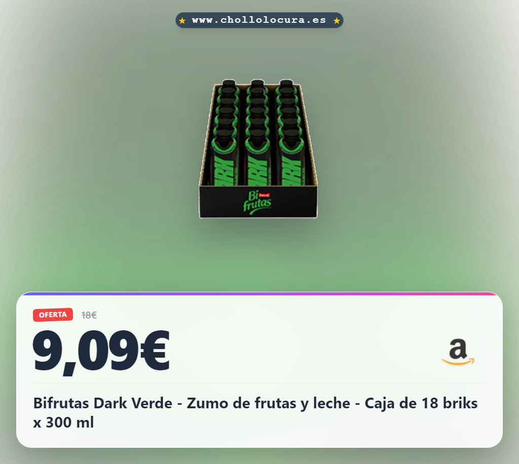 Bifrutas Dark Verde - Zumo de frutas y leche - Caja de 18 briks x 300 ml