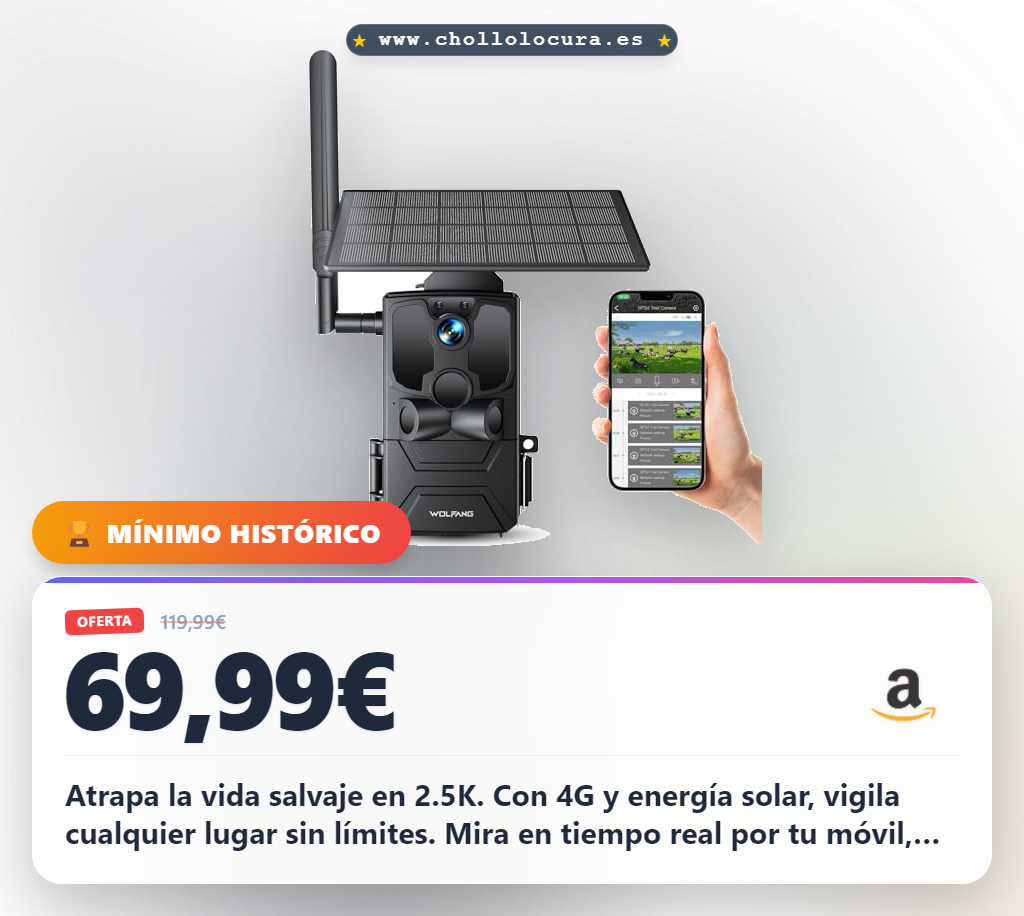 Descubre la cámara de caza WOLFANG 2.5K HD con 4G, visión nocturna y panel solar al mejor precio