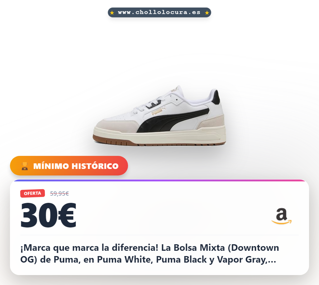PUMA - Bolsa Mixta (Downtown OG), Puma White Puma Black Vapor Gray, 42 EU