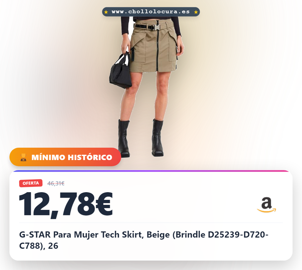 G-STAR Para Mujer Tech Skirt, Beige (Brindle D25239-D720-C788), 26