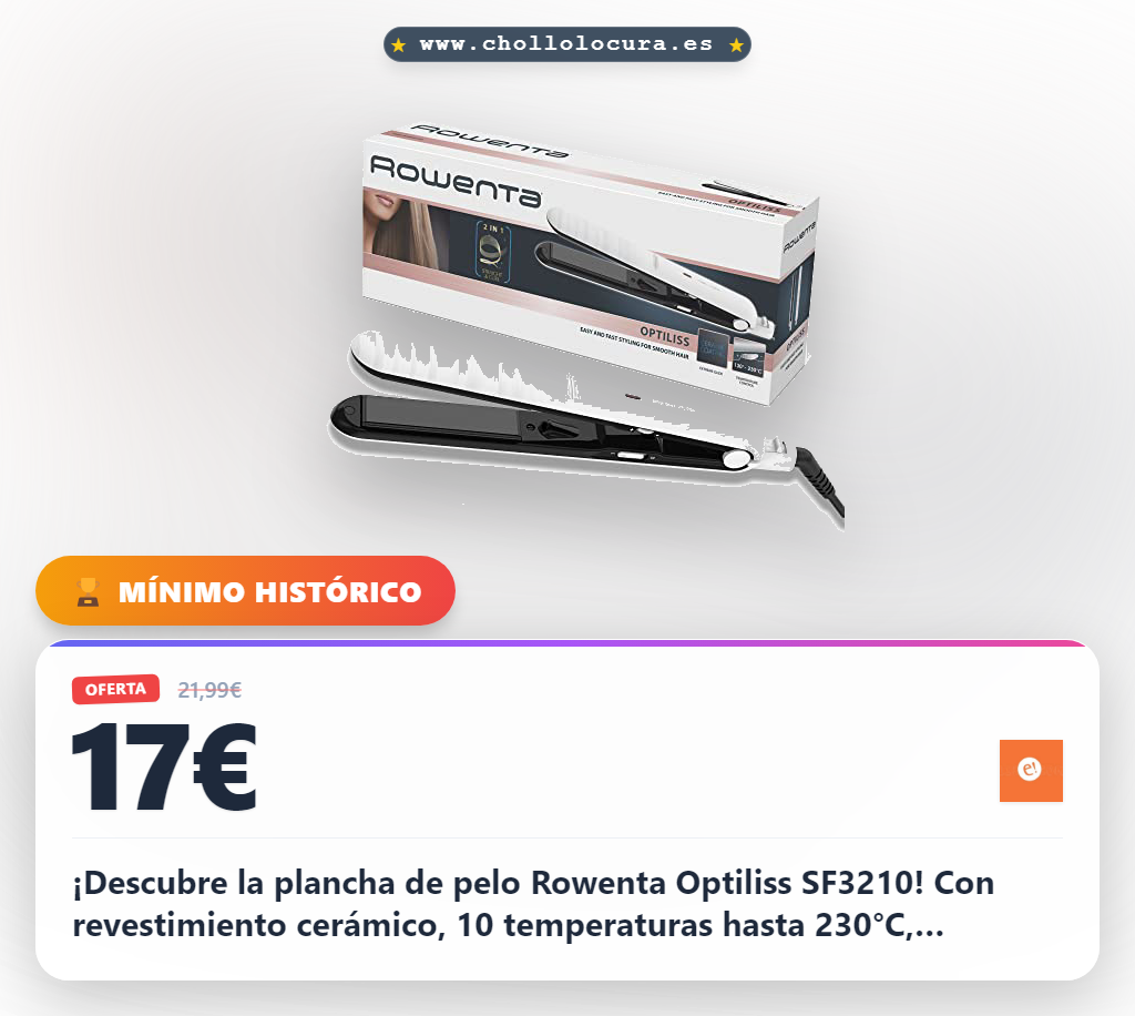 Rowenta Optiliss SF3210 Plancha de pelo con revestimiento cerámico, 10 temperaturas hasta 230 º, rendimiento de alisado eficiente, calentamiento en 30 segundos, sistema de bloqueo, Color Blanco