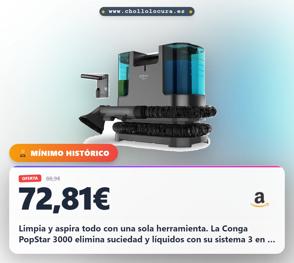 Aprovecha la Cecotec Conga PopStar 3000 para limpiar y aspirar tapicerías al mejor precio de chollo