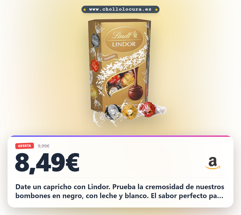 Disfruta los bombones Lindor 200g: textura cremosa en negro, con leche y blanco, ¡en oferta histórica!