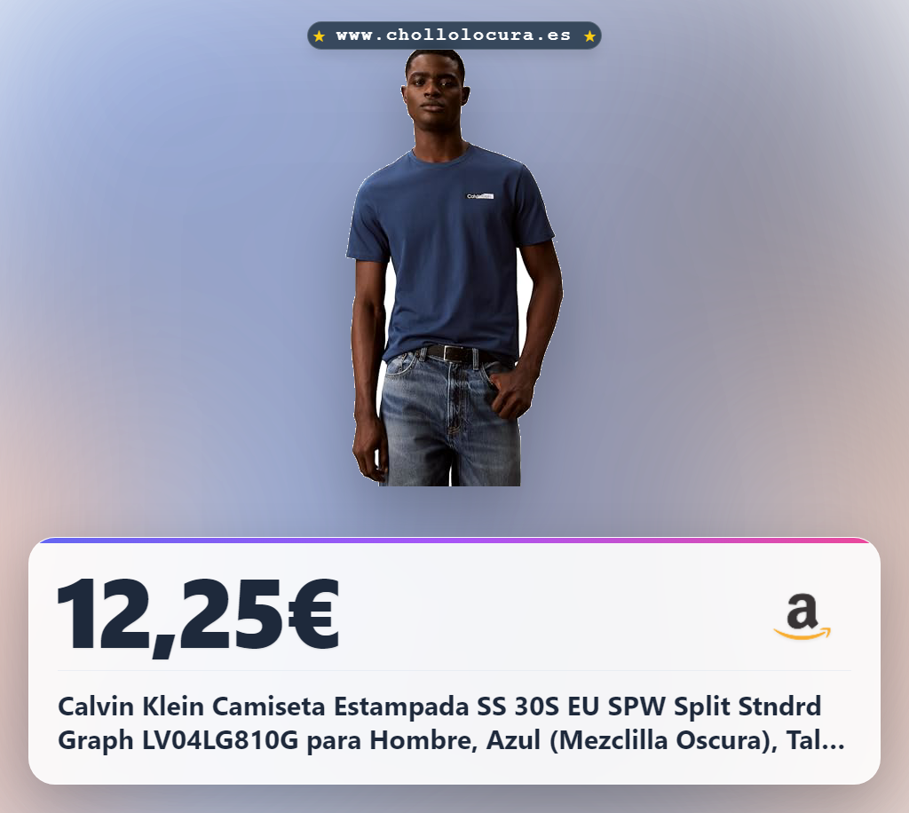Calvin Klein Camiseta Estampada SS 30S EU SPW Split Stndrd Graph LV04LG810G para Hombre, Azul (Mezclilla Oscura), Talla 3XL