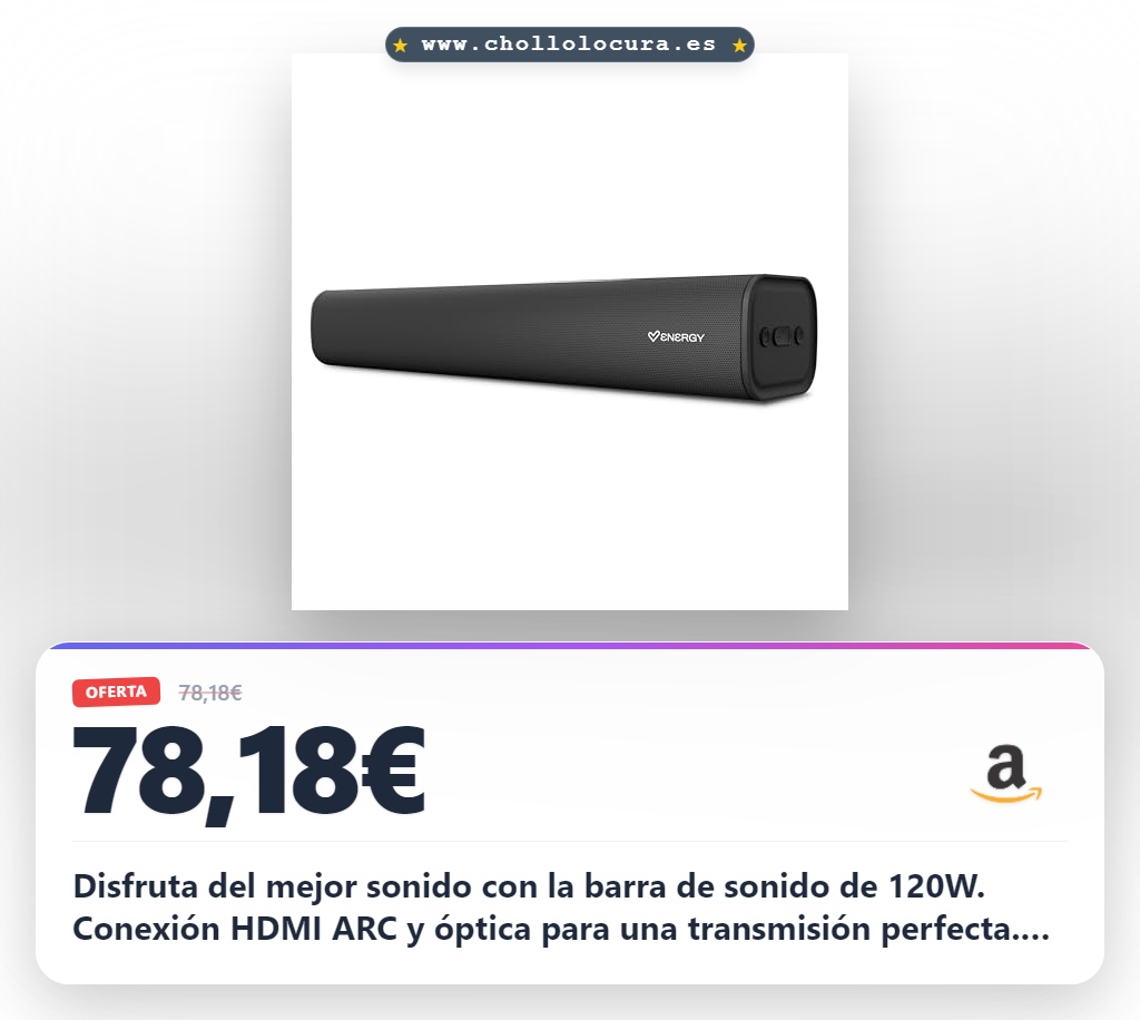 Aprovecha la Soundbar Energy Sistem 120W con HDMI ARC y Bluetooth para el mejor sonido y Deep Bass